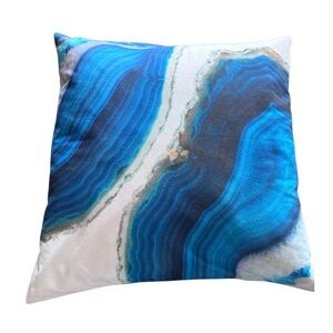 Blue Geode Pattern Throw Pillow Cover 20”
